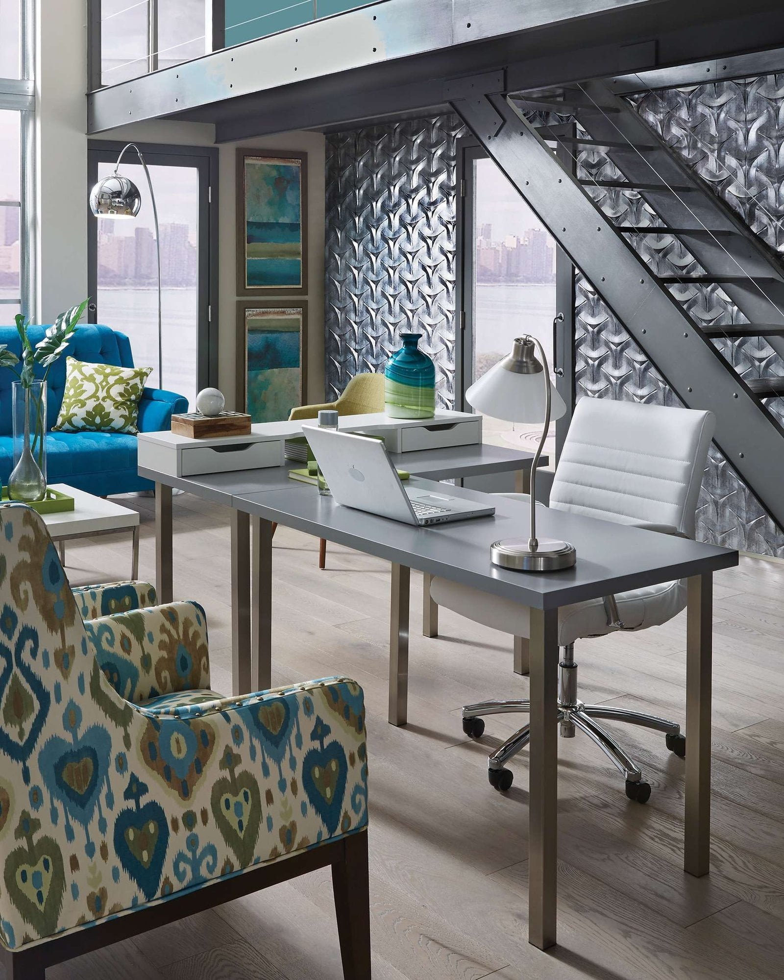 MirroFlex Japanese Weave Crosshatch Silver Modern Office 2