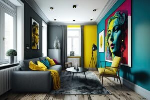 modern apartment with bold bright walls perfect showcasing your art collection min